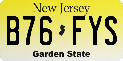 NJ license plate B76FYS