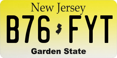 NJ license plate B76FYT