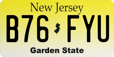 NJ license plate B76FYU