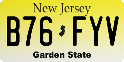 NJ license plate B76FYV