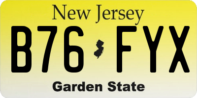 NJ license plate B76FYX