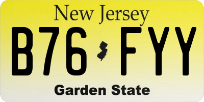 NJ license plate B76FYY