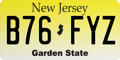 NJ license plate B76FYZ