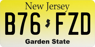 NJ license plate B76FZD