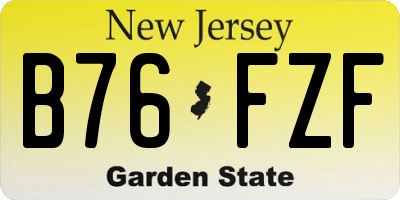 NJ license plate B76FZF