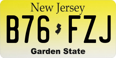 NJ license plate B76FZJ