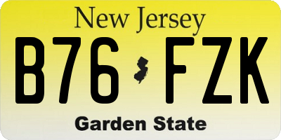 NJ license plate B76FZK