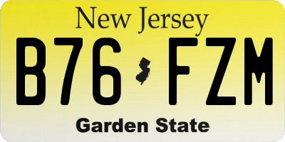 NJ license plate B76FZM