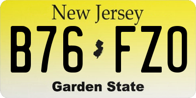 NJ license plate B76FZO