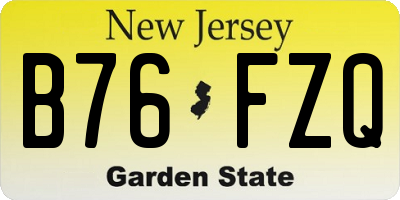 NJ license plate B76FZQ