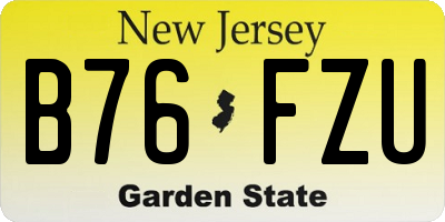 NJ license plate B76FZU