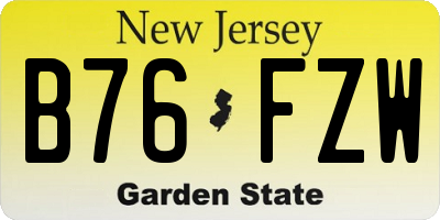 NJ license plate B76FZW
