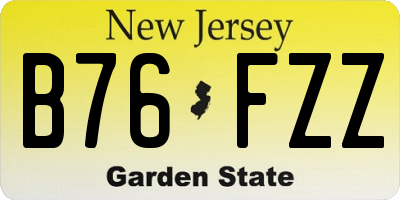 NJ license plate B76FZZ