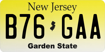 NJ license plate B76GAA