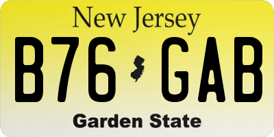 NJ license plate B76GAB