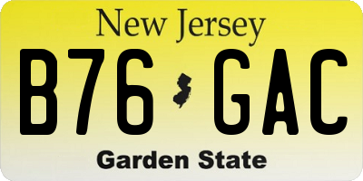 NJ license plate B76GAC