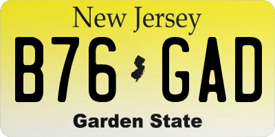 NJ license plate B76GAD