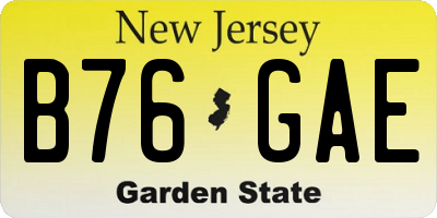 NJ license plate B76GAE
