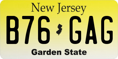 NJ license plate B76GAG