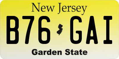 NJ license plate B76GAI