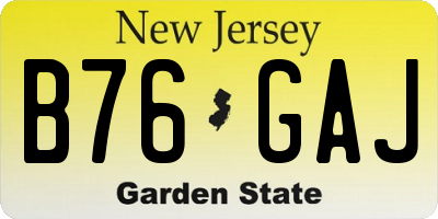 NJ license plate B76GAJ