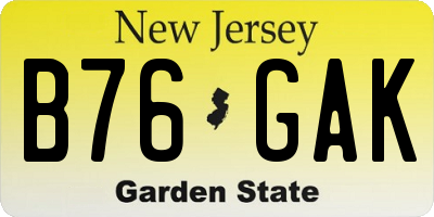 NJ license plate B76GAK