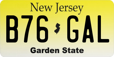 NJ license plate B76GAL