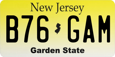 NJ license plate B76GAM