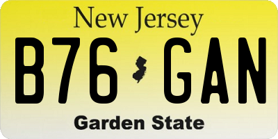 NJ license plate B76GAN