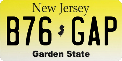 NJ license plate B76GAP