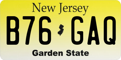 NJ license plate B76GAQ