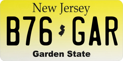 NJ license plate B76GAR
