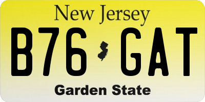 NJ license plate B76GAT