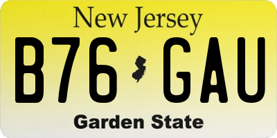 NJ license plate B76GAU