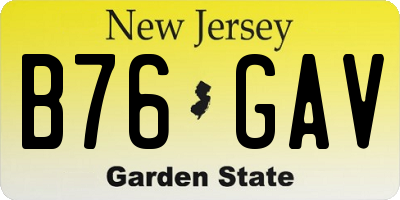 NJ license plate B76GAV