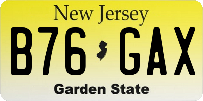 NJ license plate B76GAX