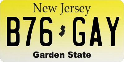 NJ license plate B76GAY