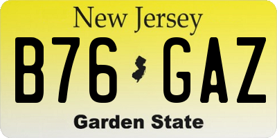 NJ license plate B76GAZ