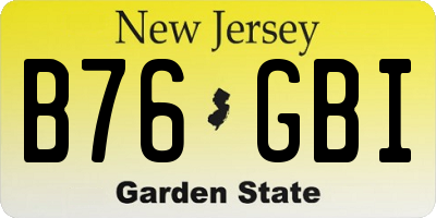 NJ license plate B76GBI
