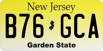 NJ license plate B76GCA