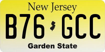 NJ license plate B76GCC