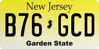 NJ license plate B76GCD