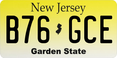 NJ license plate B76GCE