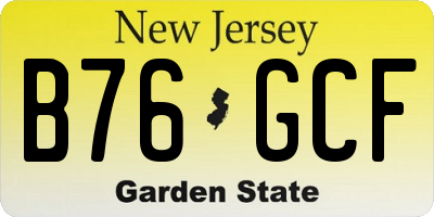 NJ license plate B76GCF