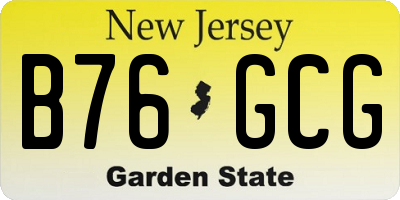 NJ license plate B76GCG