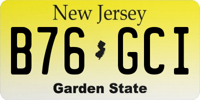 NJ license plate B76GCI