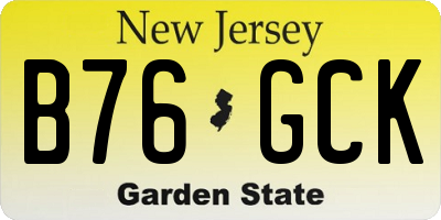 NJ license plate B76GCK