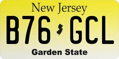 NJ license plate B76GCL