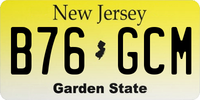 NJ license plate B76GCM