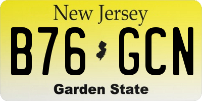 NJ license plate B76GCN